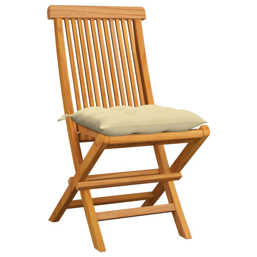 Tuinstoelen Met Witte Kussens Massief Teakhout 6 Crème