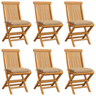 6 garden chairs with beige cushions solid teak