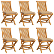Tuinstoelen 6 st massief teakhout inklapbaar