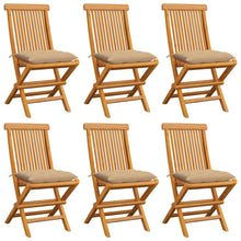 Tuinstoelen 6 St Met Beige Kussens Massief Teakhout