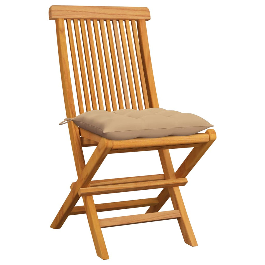 Tuinstoelen 6 St Met Beige Kussens Massief Teakhout