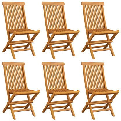 Tuinstoelen 6 St Met Beige Kussens Massief Teakhout