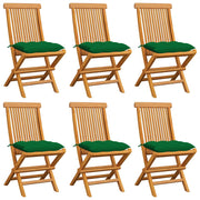 Tuinstoelen massief teakhout 6 st groen