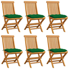 Tuinstoelen 6 St Met Groene Kussens Massief Teakhout