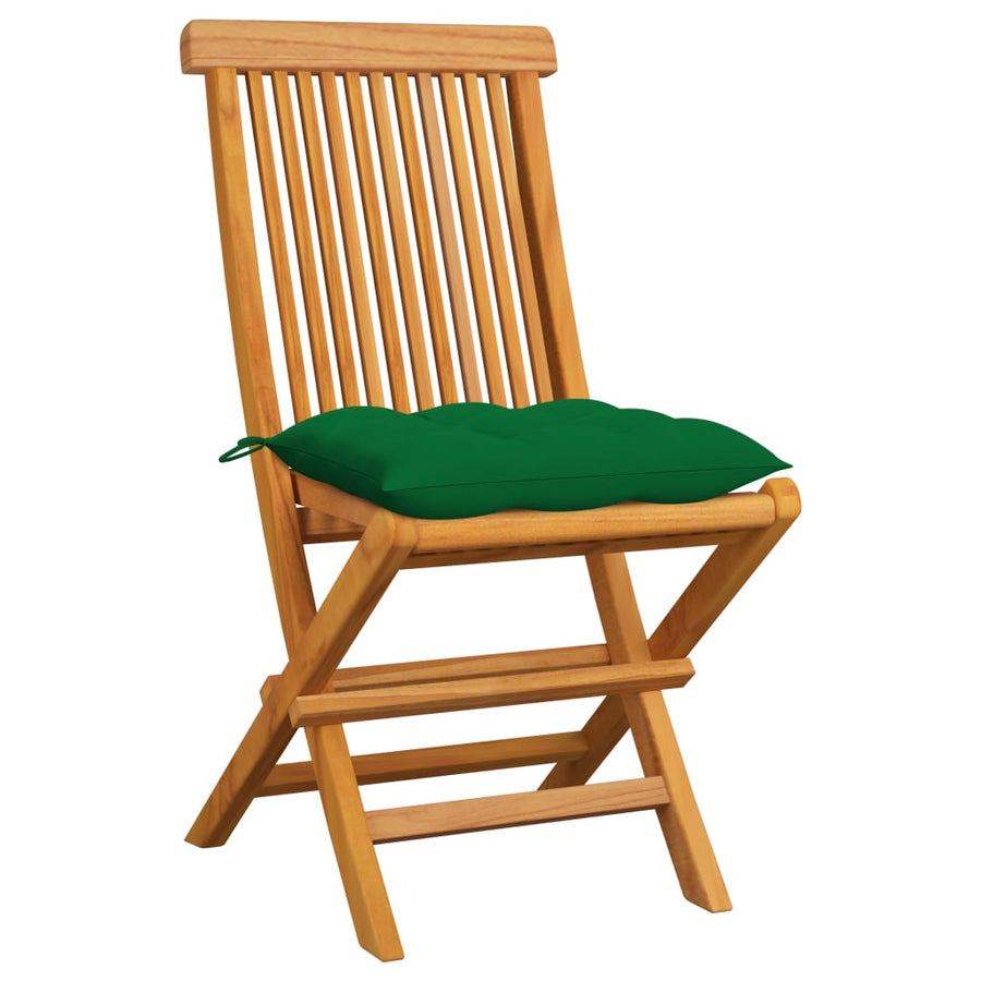 Tuinstoelen 6 St Met Groene Kussens Massief Teakhout