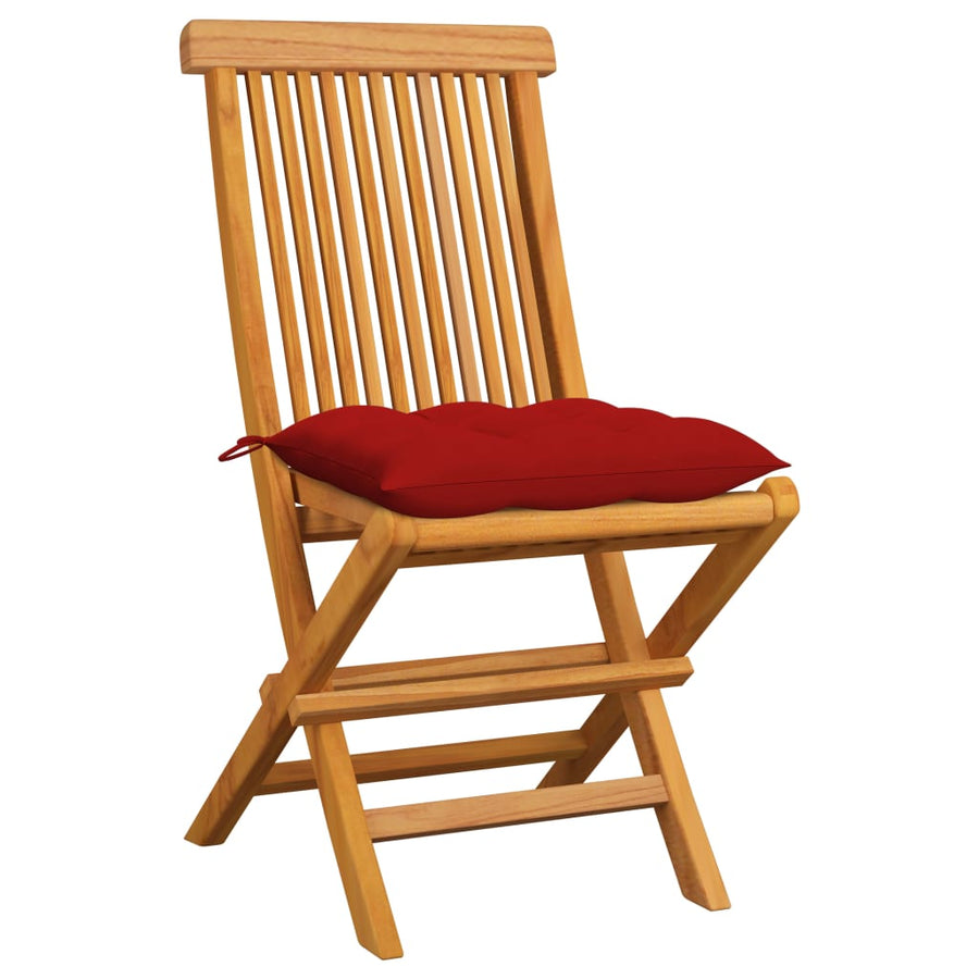 Tuinstoelen Met Rode Kussens Massief Teakhout 6