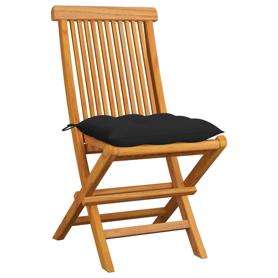 Tuinstoelen 6 St Met Zwarte Kussens Massief Teakhout