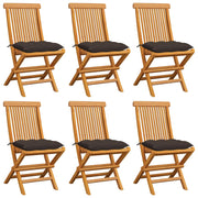 Tuinstoelen 6 st massief teakhout taupe kussens