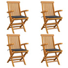 Tuinstoelen 4 st massief teakhout antraciet kussens