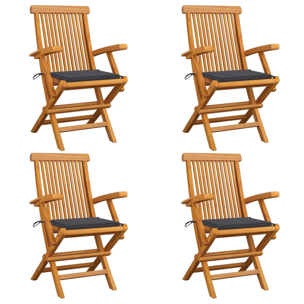 Tuinstoelen Met Kleurige Kussens Massief Teakhout 4 Antraciet