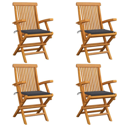 Tuinstoelen Met Kleurige Kussens Massief Teakhout 4 Antraciet