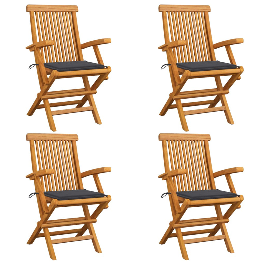 Tuinstoelen Met Kleurige Kussens Massief Teakhout 4 Antraciet