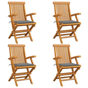 Tuinstoelen 4 st massief teakhout grijs