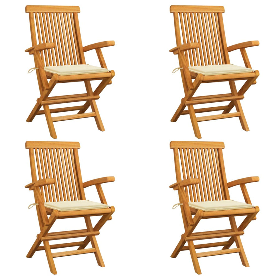 Tuinstoelen Met Kleurige Kussens Massief Teakhout 4 Crème