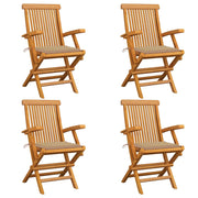 Tuinstoelen 4 st massief teakhout beige kussens