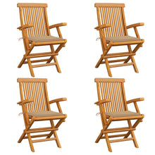 Tuinstoelen 4 St Met Beige Kussens Massief Teakhout