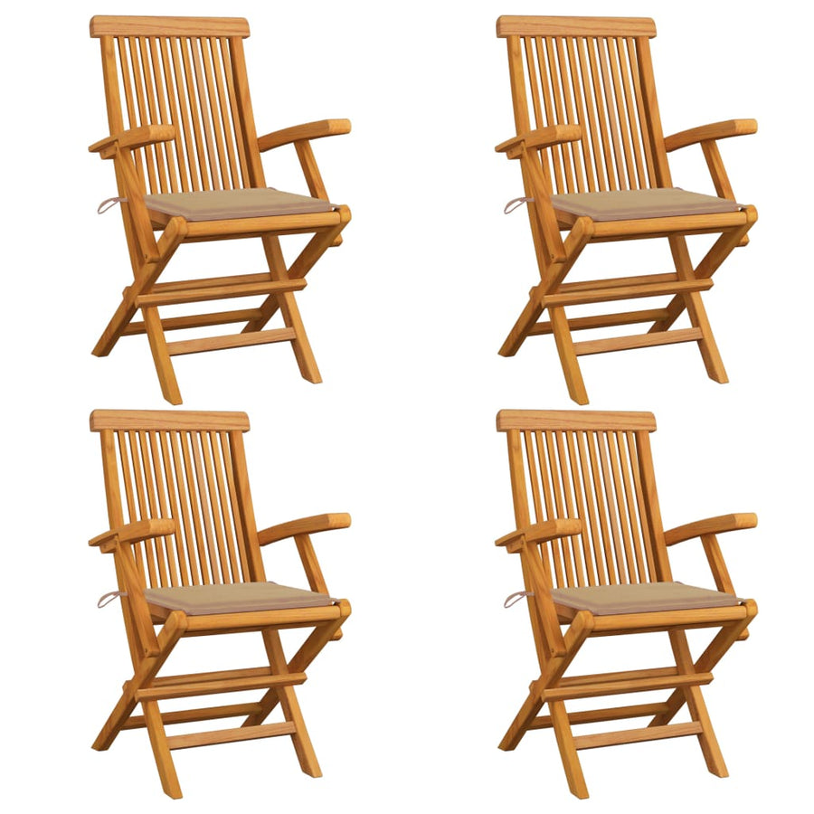 Tuinstoelen 4 St Met Beige Kussens Massief Teakhout