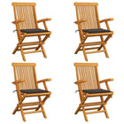 Tuinstoelen 4 st massief teakhout met taupe kussens
