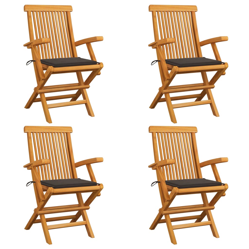 Tuinstoelen 4 St Met Taupe Kussens Massief Teakhout