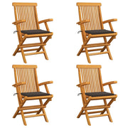 Tuinstoelen 4 st massief teakhout met taupe kussens