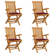 Tuinstoelen 4 St Met Wijnrode Kussens Massief Teakhout Wijnrood