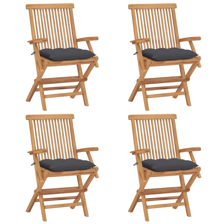 Tuinstoelen Met Kleurige Kussens Massief Teakhout 4 Antraciet