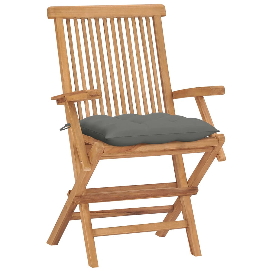 Tuinstoelen Met Grijze Kussens Massief Teakhout 4 Grijs