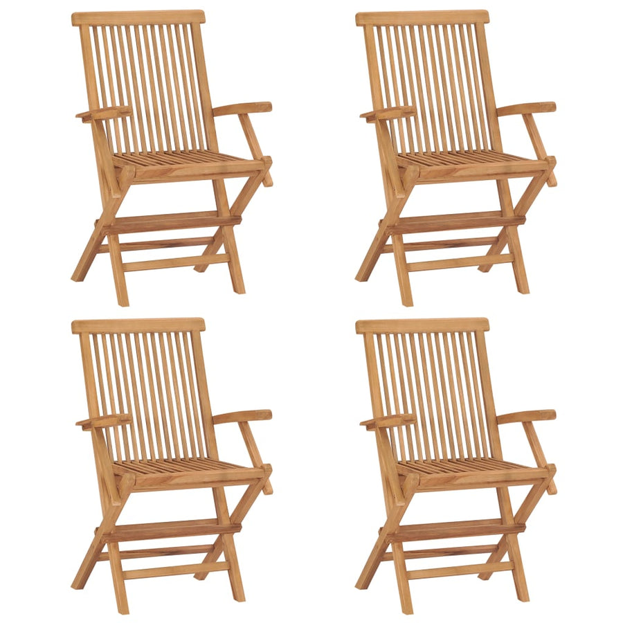 Tuinstoelen Met Grijze Kussens Massief Teakhout 4 Grijs