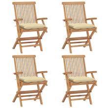 Tuinstoelen Met Witte Kussens Massief Teakhout 4 Crème
