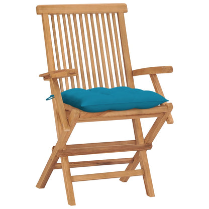 Tuinstoelen Met E Kussens Massief Teakhout 4 lichtblauw