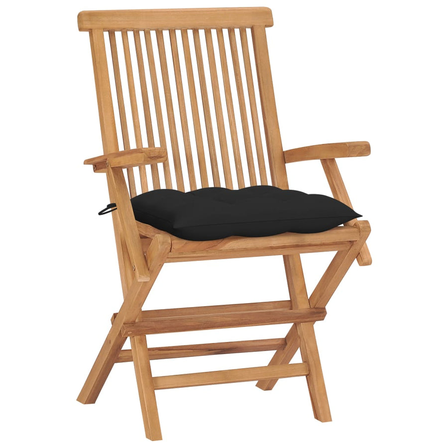 Tuinstoelen 4 St Met Zwarte Kussens Massief Teakhout