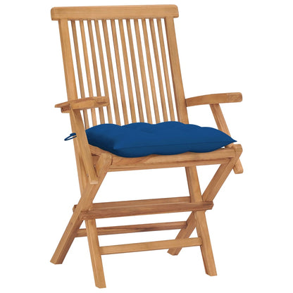 Tuinstoelen Met E Kussens Massief Teakhout 4 Blauw