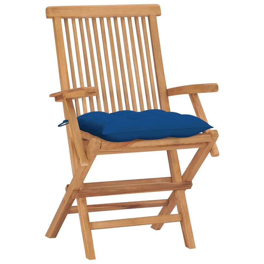 Tuinstoelen Met E Kussens Massief Teakhout 4 Blauw