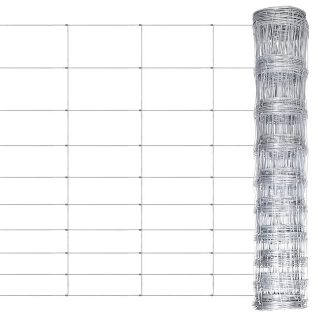 Hek 50x1,2 m gegalvaniseerd staal zilverkleurig 15 cm 50 x 1.2 m 10 draden