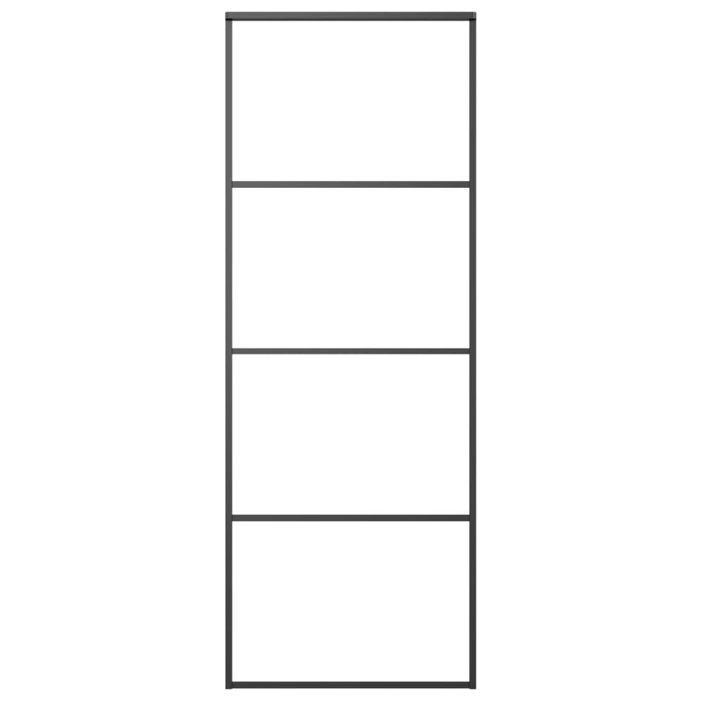 Schuifdeur Aluminium En Esg-Glas Zwart 76 x 205 cm Doorzichtig