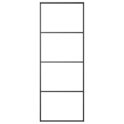 Schuifdeur Aluminium En Esg-Glas Zwart 76 x 205 cm Doorzichtig