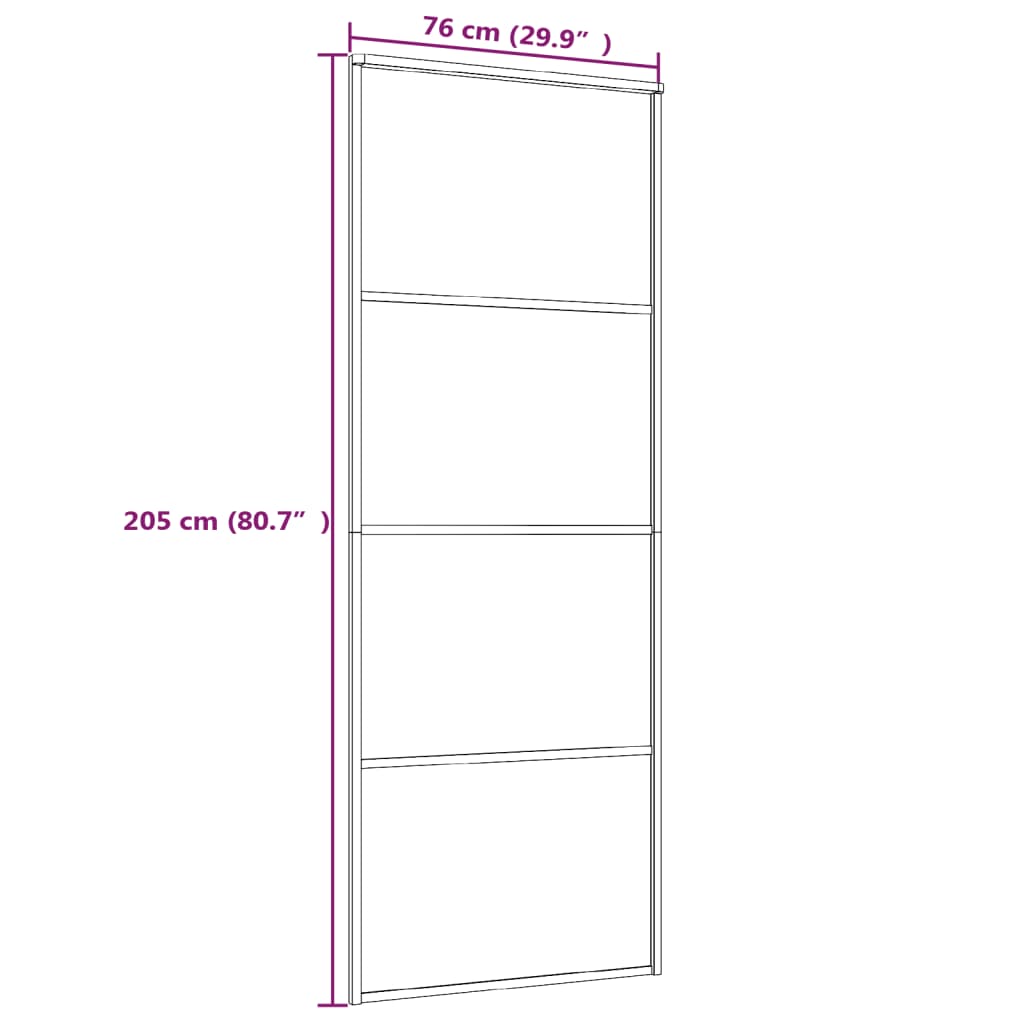 Schuifdeur Aluminium En Esg-Glas Zwart 76 x 205 cm Doorzichtig