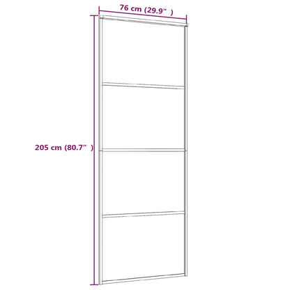 Schuifdeur Aluminium En Esg-Glas Zwart 76 x 205 cm Doorzichtig