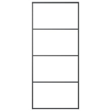Schuifdeur 90x205 cm aluminium en ESG-glas zwart 1 90 x 205 cm Zwart