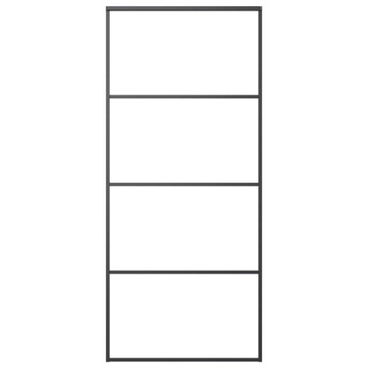 Schuifdeur 90x205 cm aluminium en ESG-glas zwart 1 90 x 205 cm Zwart