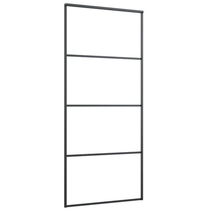 Schuifdeur 90x205 cm aluminium en ESG-glas zwart 1 90 x 205 cm Zwart