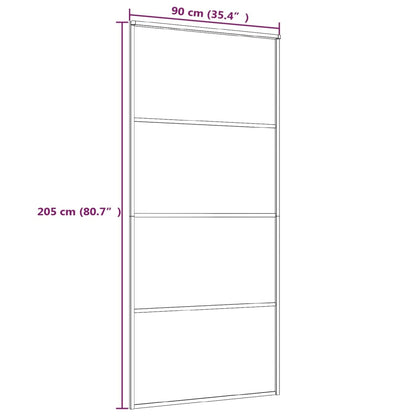 Schuifdeur 90x205 cm aluminium en ESG-glas zwart 1 90 x 205 cm Zwart