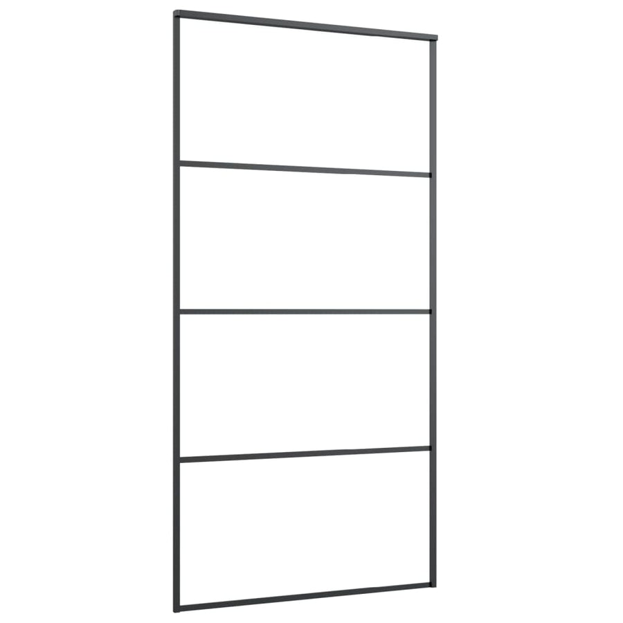 Schuifdeur 02,5X205 Cm Aluminium En Esg-Glas Zwart 102.5 x 205 cm Doorzichtig