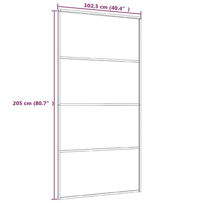 Schuifdeur 02,5X205 Cm Aluminium En Esg-Glas Zwart 102.5 x 205 cm Doorzichtig