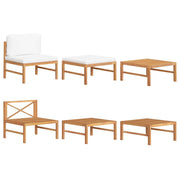 Loungeset teakhout 3-delig crèmekleurige kussens