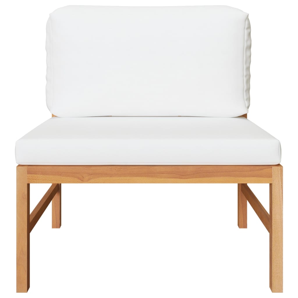 3-Delige Loungeset Met Kleurige Kussens Teakhout crème midden + voetensteun + Tafel