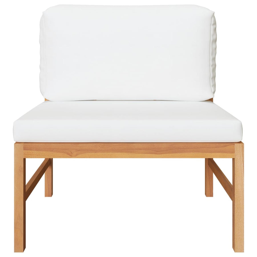 3-Delige Loungeset Met Kleurige Kussens Teakhout crème midden + voetensteun + Tafel
