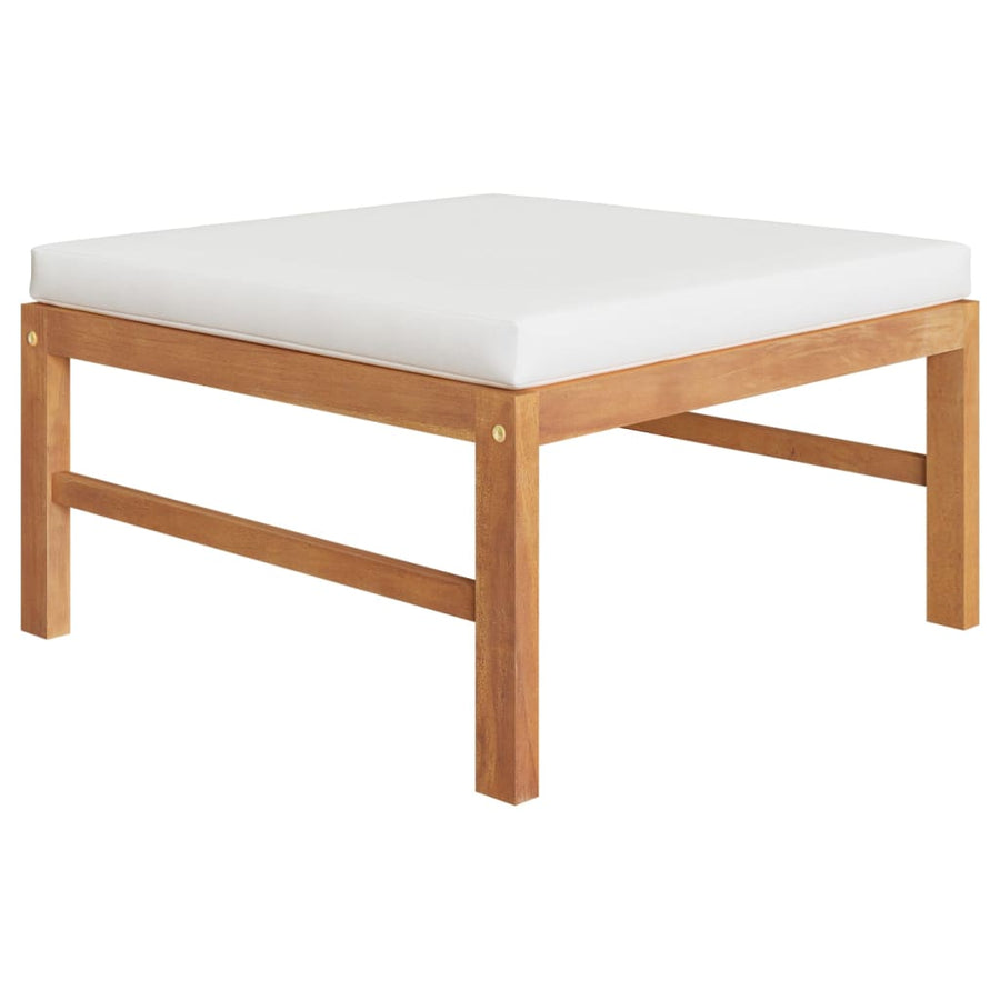 3-Delige Loungeset Met Kleurige Kussens Teakhout crème midden + voetensteun + Tafel