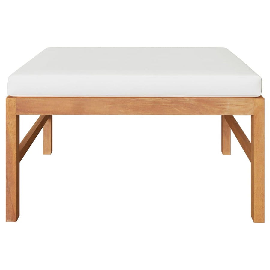 3-Delige Loungeset Met Kleurige Kussens Teakhout crème midden + voetensteun + Tafel