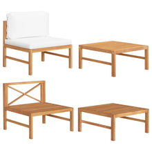 2-Delige Loungeset Met Kleurige Kussens Teakhout crème midden + hoekTafel